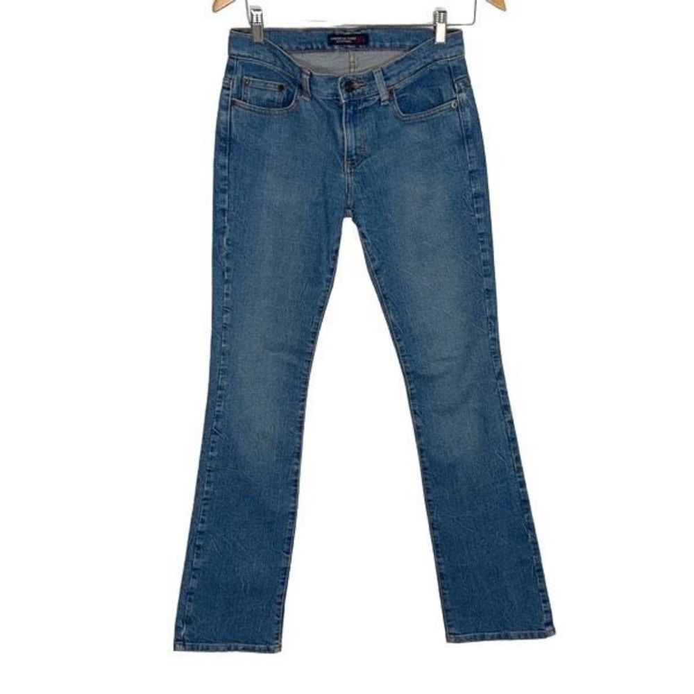 American Eagle Womens Straight Leg Jeans Denim Medium Rise Stretch Blue Size 2